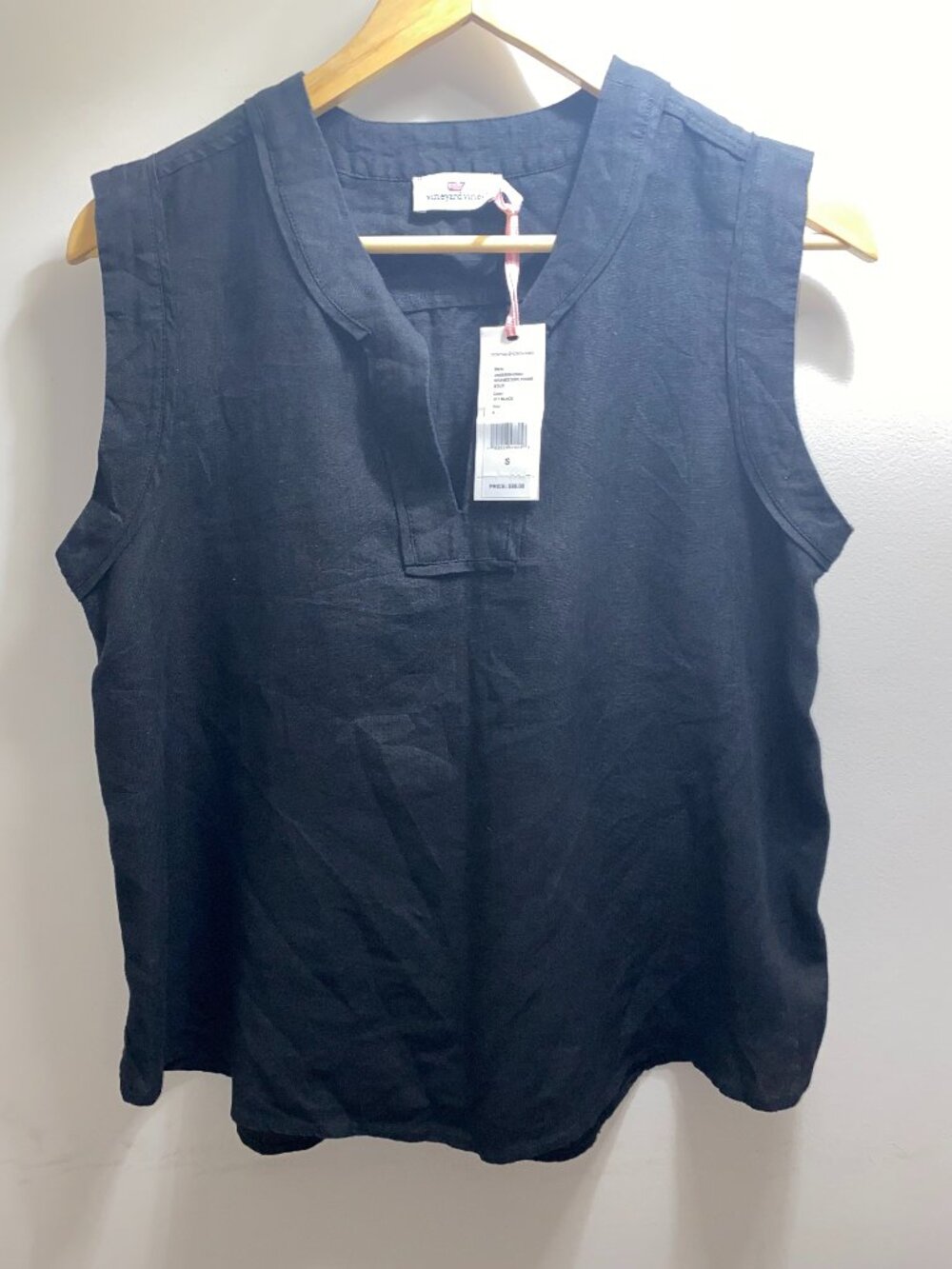 Vineyard Vines 100% linen split-neck shell top Size S